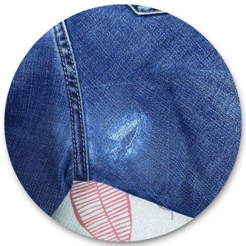 Clothing repair on denim